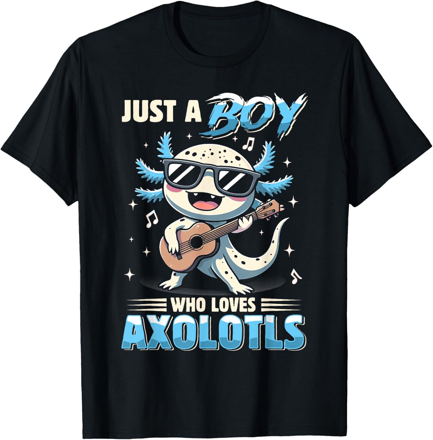 Just A Boy Who Loves Axolotls Kids Boys Cute Axolotl T-Shirt - T-Shirt | Black
