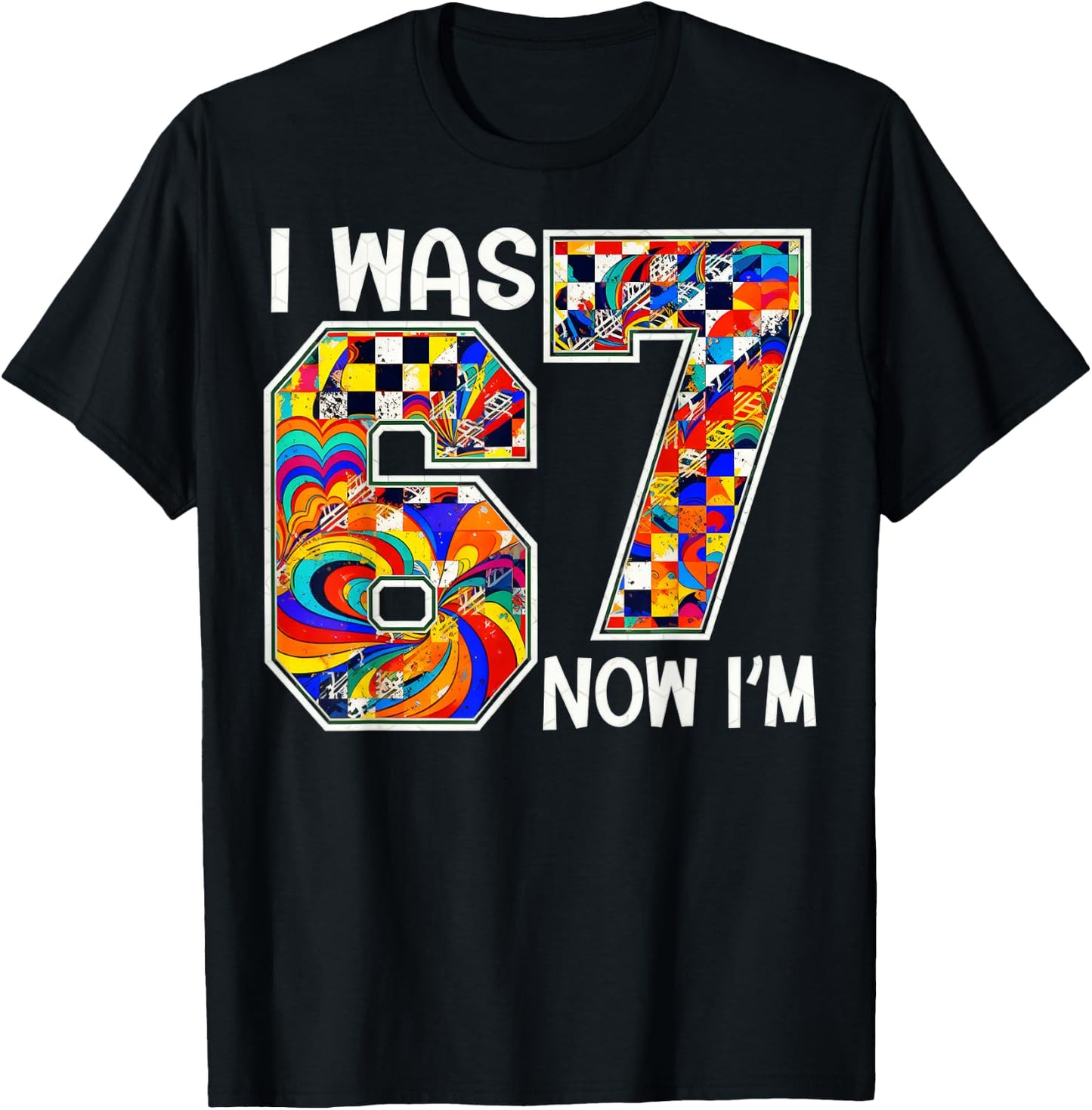 I was 6 Now I am 7 Six Seven Checkered Birthday Gifts Sports T-Shirt - T-Shirt | Black