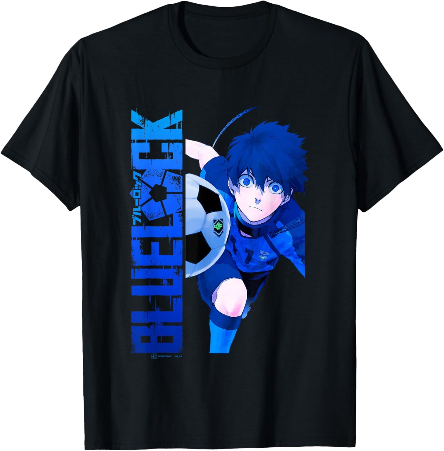 Blue Lock Blue Soccer Ball Split Panels , Black, S T-Shirt - T-Shirt | Black