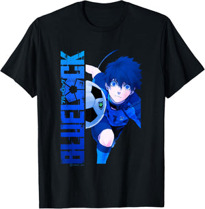 Blue Lock Blue Soccer Ball Split Panels , Black, S T-Shirt - T-Shirt | Black