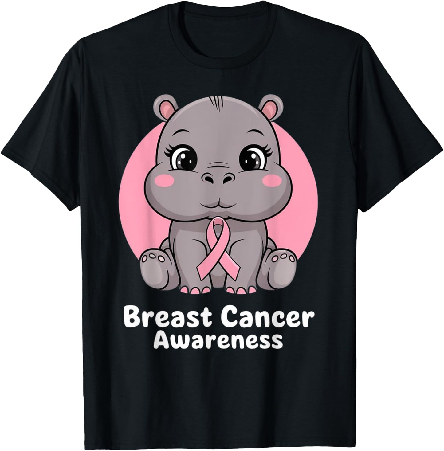 Hippo Hope Pink Ribbon T-Shirt - T-Shirt | Black