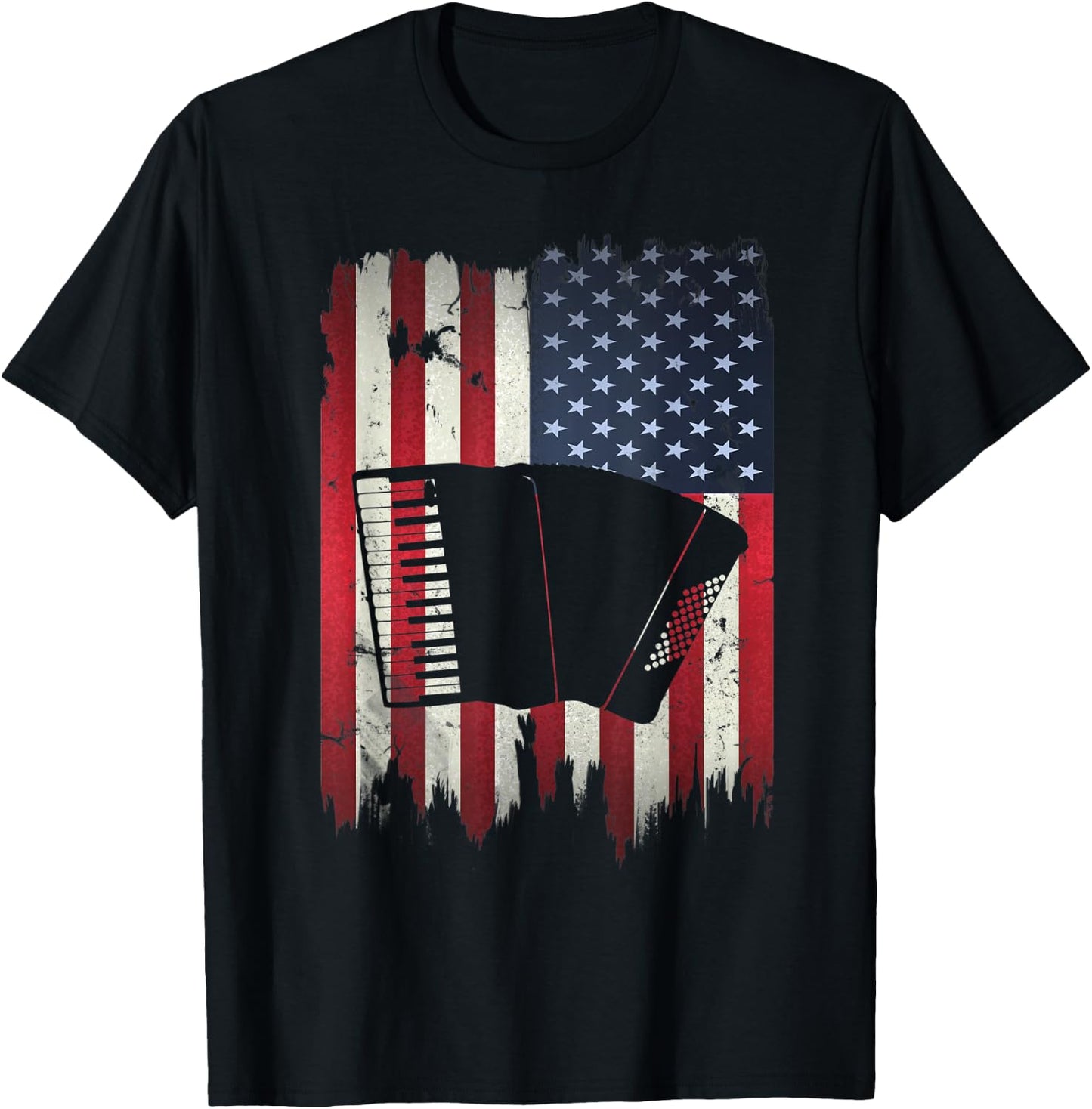 Accordion American Flag 4th of July Accordionist Patriotic Kids Men T-Shirt - T-Shirt | Black