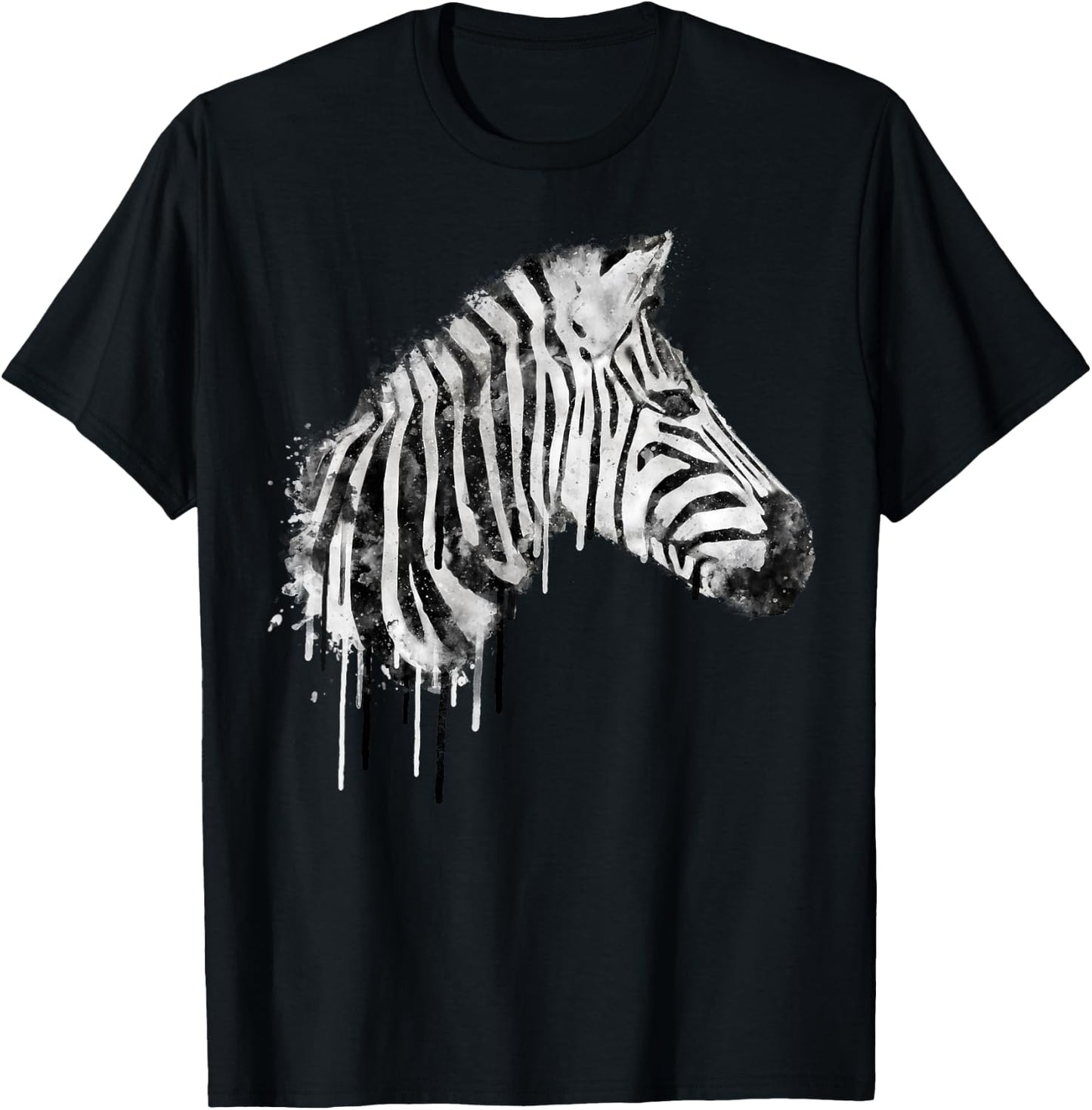 Zebra Watercolor Artistic Horse Wildlife Lovers Graphic T-Shirt - T-Shirt | Black