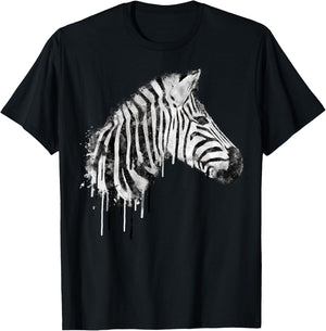 Zebra Watercolor Artistic Horse Wildlife Lovers Graphic T-Shirt - T-Shirt | Black