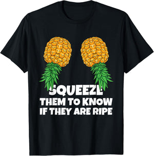 Swinging Squeeze Ripe Pineapples Upside Down Swinger Women T-Shirt - T-Shirt | Black