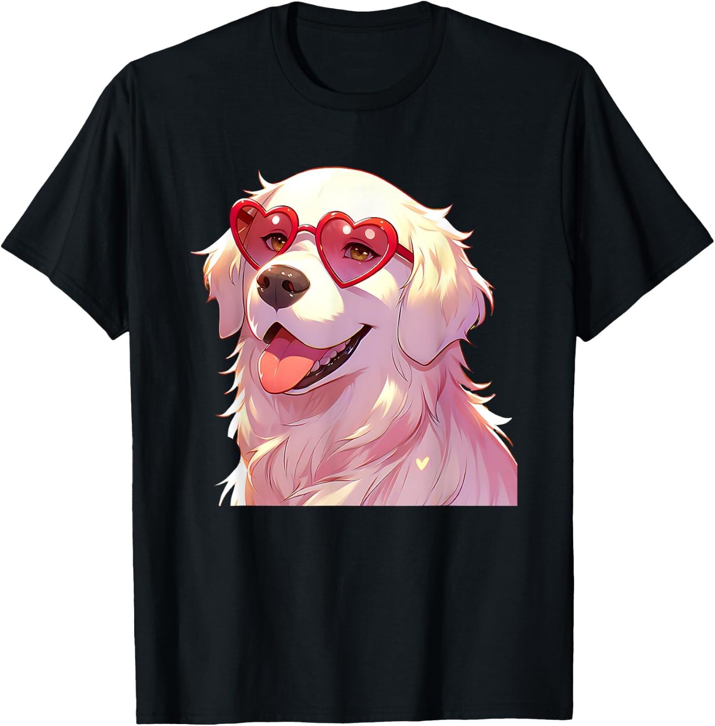 English Cream Golden Retriever Mom Gifts Heart Glasses Love T-Shirt - T-Shirt | Black