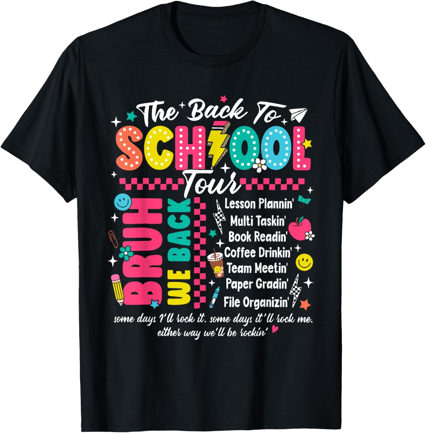 Bruh Back To School Tour Teacher Tour First Day Of School T-Shirt - T-Shirt | Black