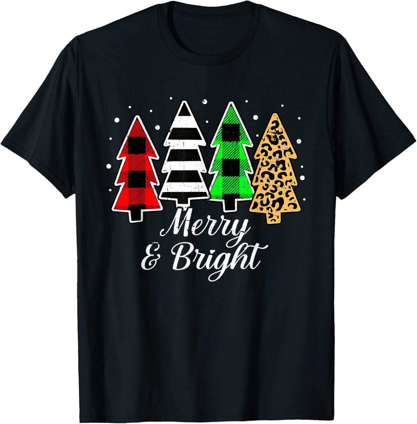Merry and bright christmas family pajamas matching men women T-Shirt - T-Shirt | Black
