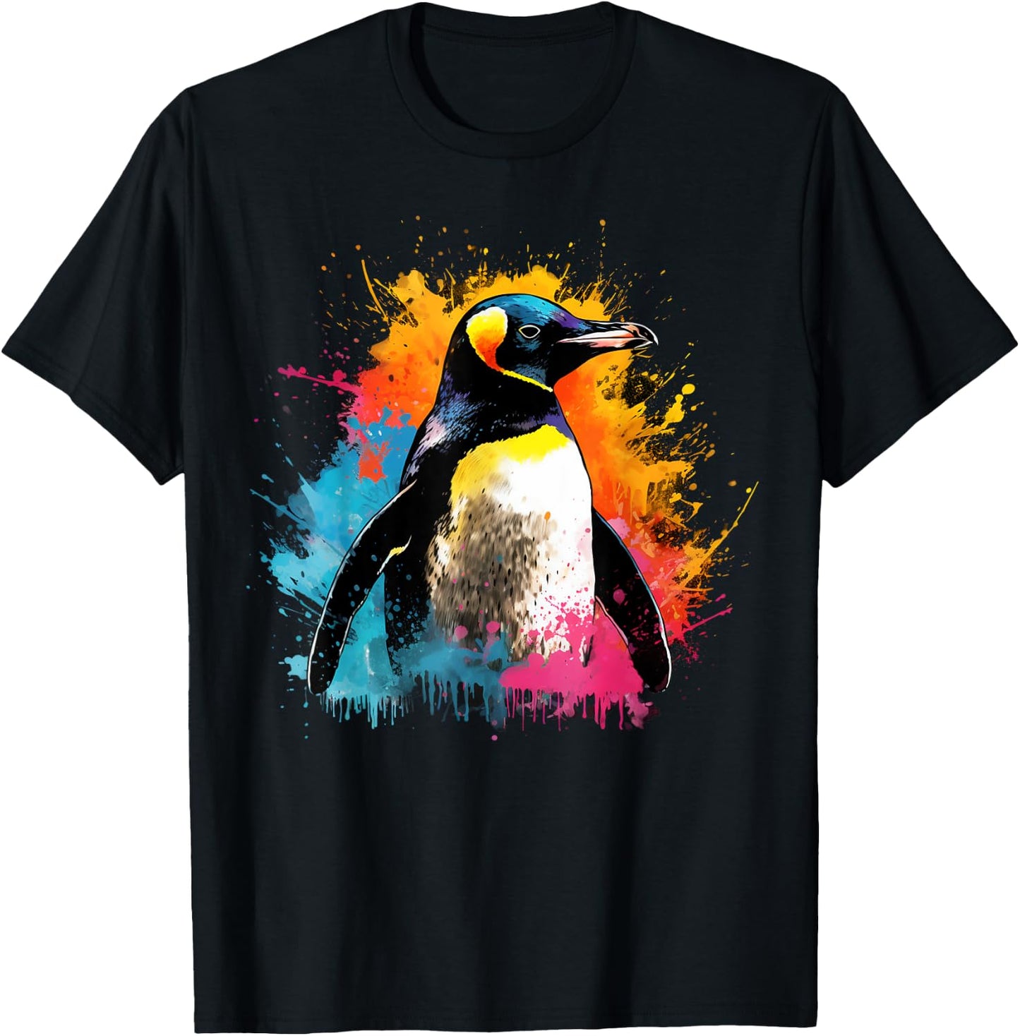 Artistic Colorful Pop Art painted Penguin T-Shirt - T-Shirt | Black