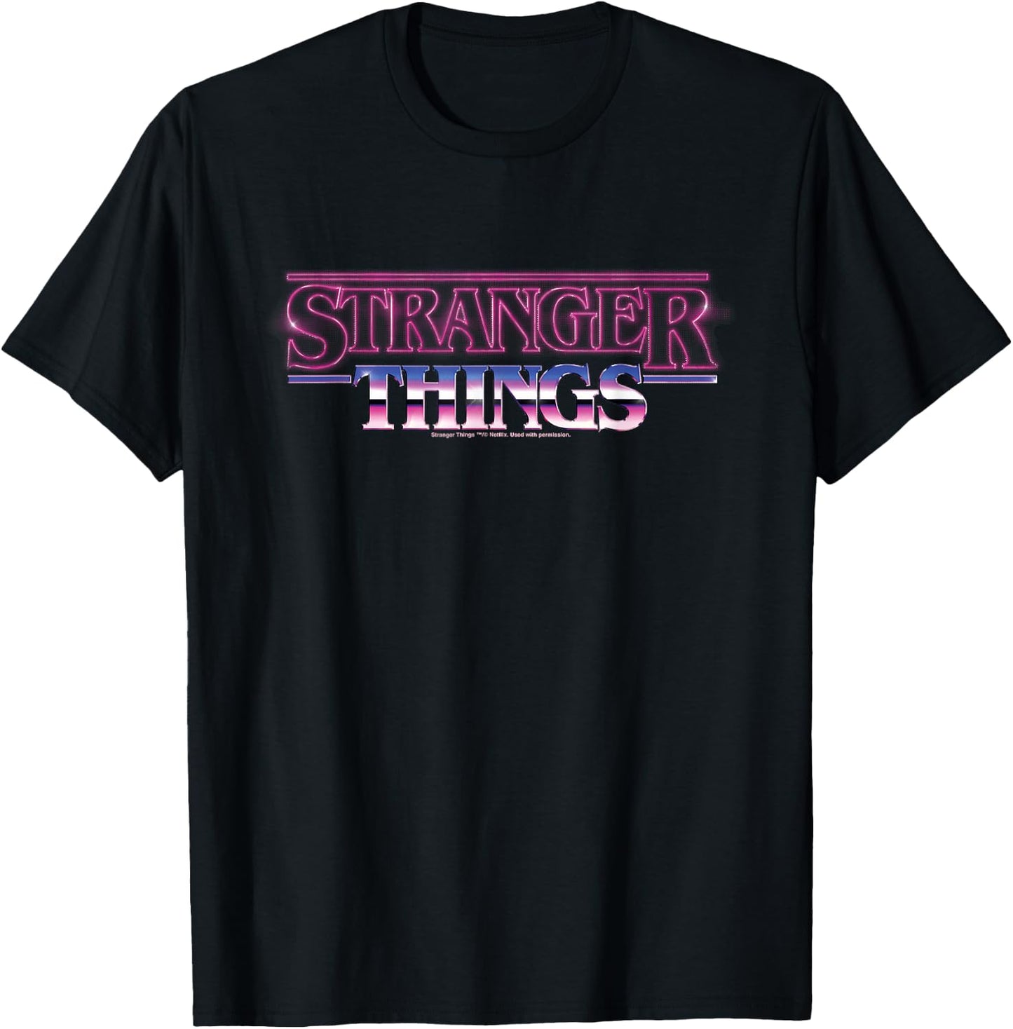 Hot Pink Stranger Things Logo T-Shirt - T-Shirt | Black