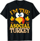 99 Gifts Thanksgiving Family Matching Pajamas - I'm The Asocial Turkey - Adults - Black - Small - Short Sleeve - Modern - Thanksgiving T-Shirt - T-Shirt | Black