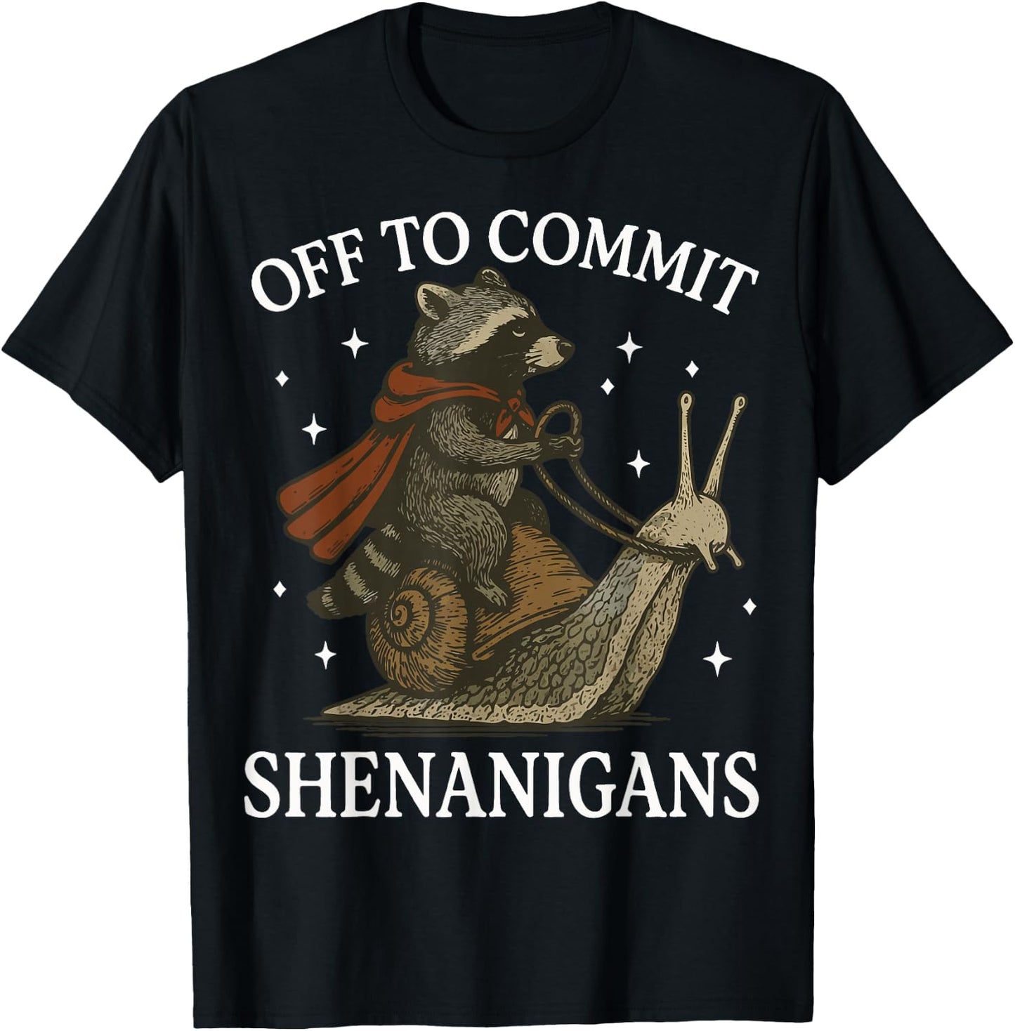 Off to Commit Shenanigans Raccoon T-Shirt - T-Shirt | Black
