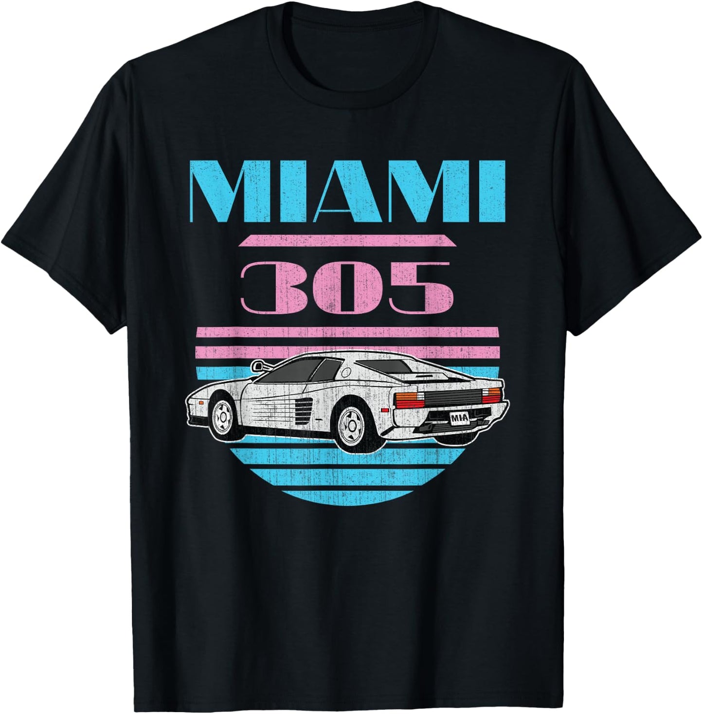 Miami 305 Vintage Florida City Beach 80s Men Women Boys Girl T-Shirt - T-Shirt | Black
