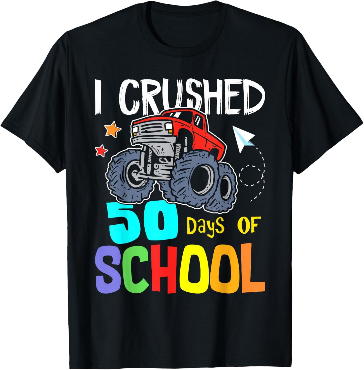 Crushing 50th Day Of School Jam truck 50 Days Of School Kids T-Shirt - T-Shirt | Black