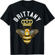 Brittany Name Brittany Birthday Queen Crown Bee Brittany T-Shirt - T-Shirt | Black