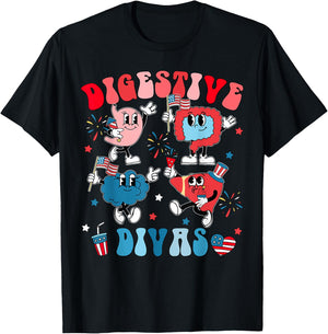 Digestive Divas Independence Day Patriotic Gastro Crew T-Shirt - T-Shirt | Black