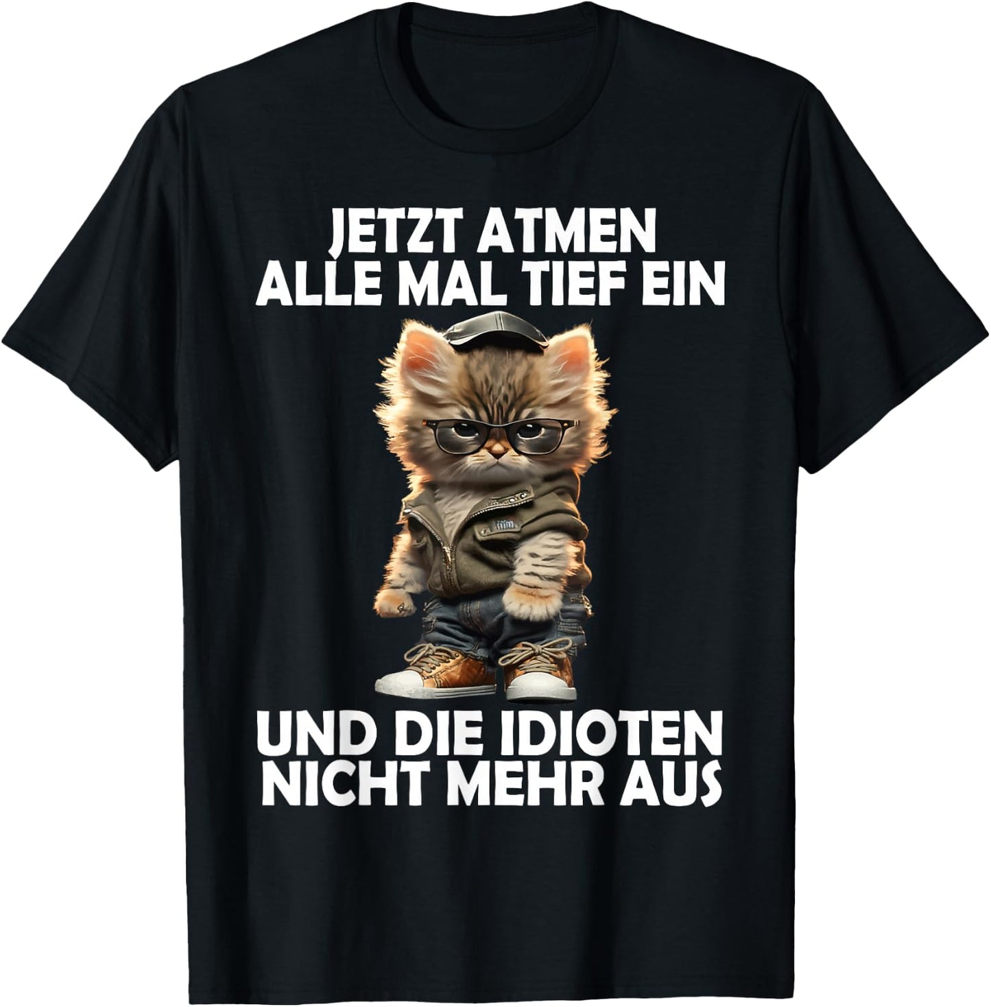 Now Breathe All Deep A Cat Funny Men Women Cats , black T-Shirt - T-Shirt | Black