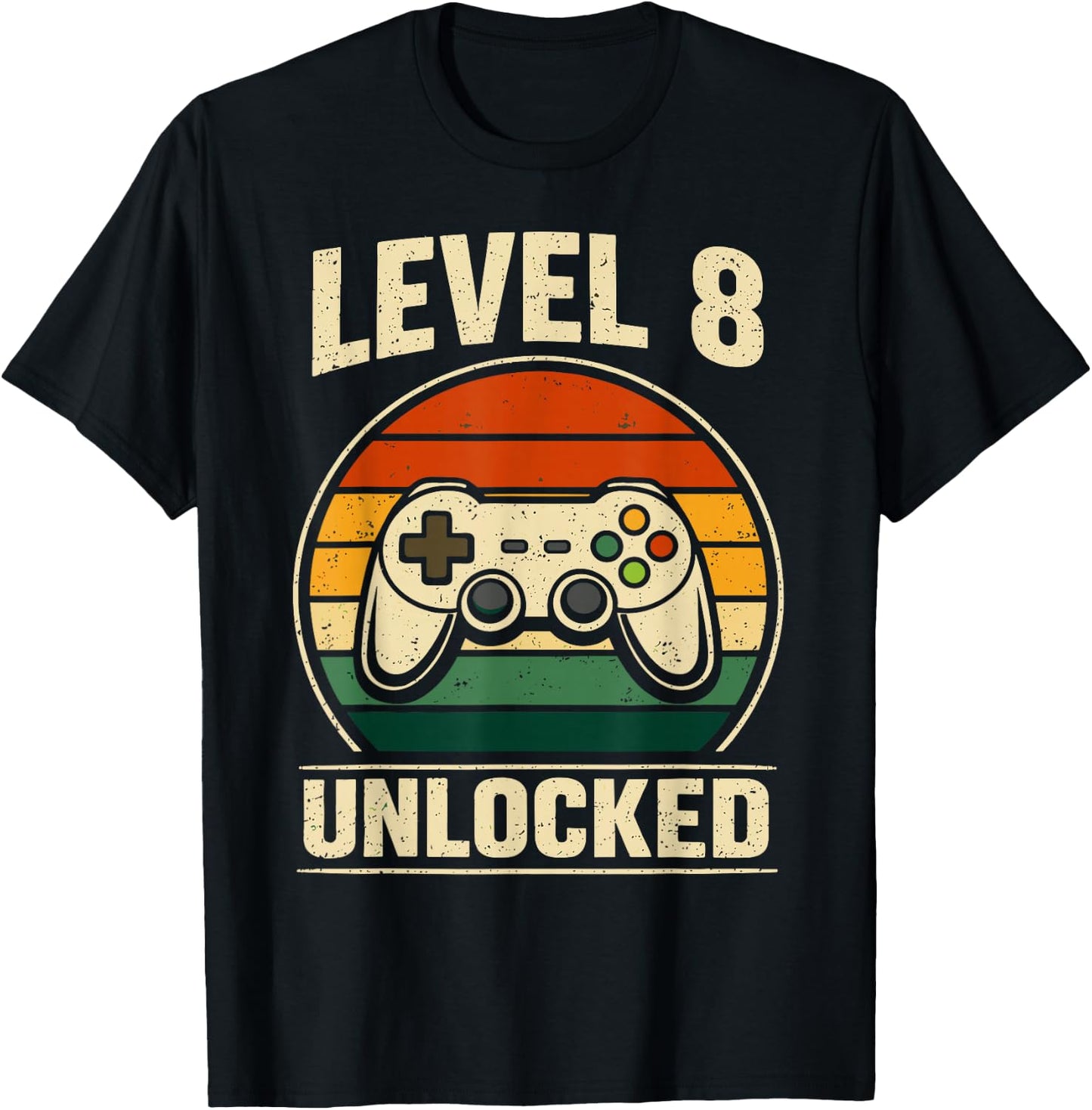 8th Birthday Level 8 Unlocked Gamer Gaming Eight Birthday T-Shirt - T-Shirt | Black