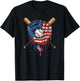 American Flag Baseball Glove Drip T-Shirt - T-Shirt | Black