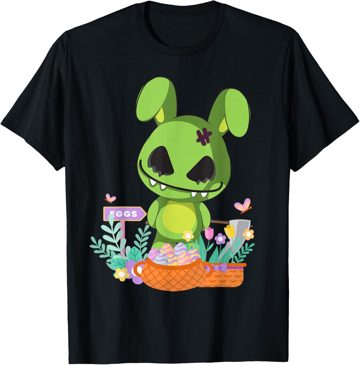 Funny goth zombie easter scary bunny dye easter eggs rabbit T-Shirt - T-Shirt | Black