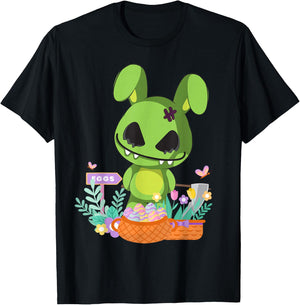Funny goth zombie easter scary bunny dye easter eggs rabbit T-Shirt - T-Shirt | Black