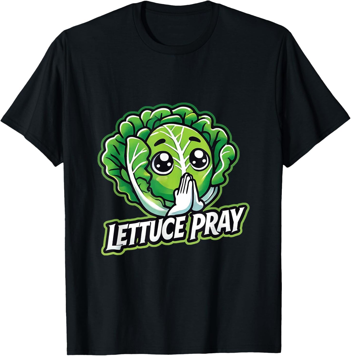 Lettuce Pray Funny Christian Faith Pun T-Shirt - T-Shirt | Black