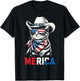 Funny USA 'Merica Cat 4th of July Patriotic Men Women Kids T-Shirt - T-Shirt | Black