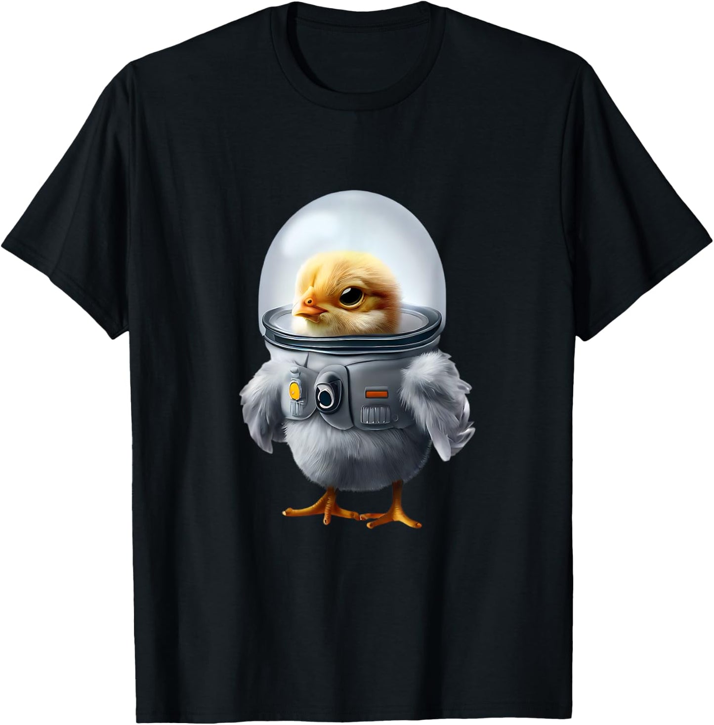 Cute Baby Chicken Astronaut T-Shirt - T-Shirt | Black