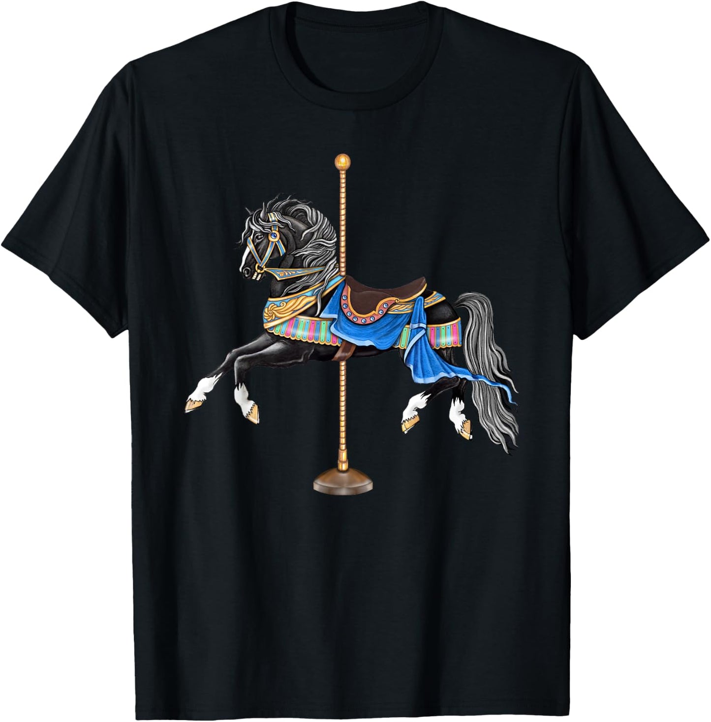 Black Stallion Carousel Horse T-Shirt - T-Shirt | Black