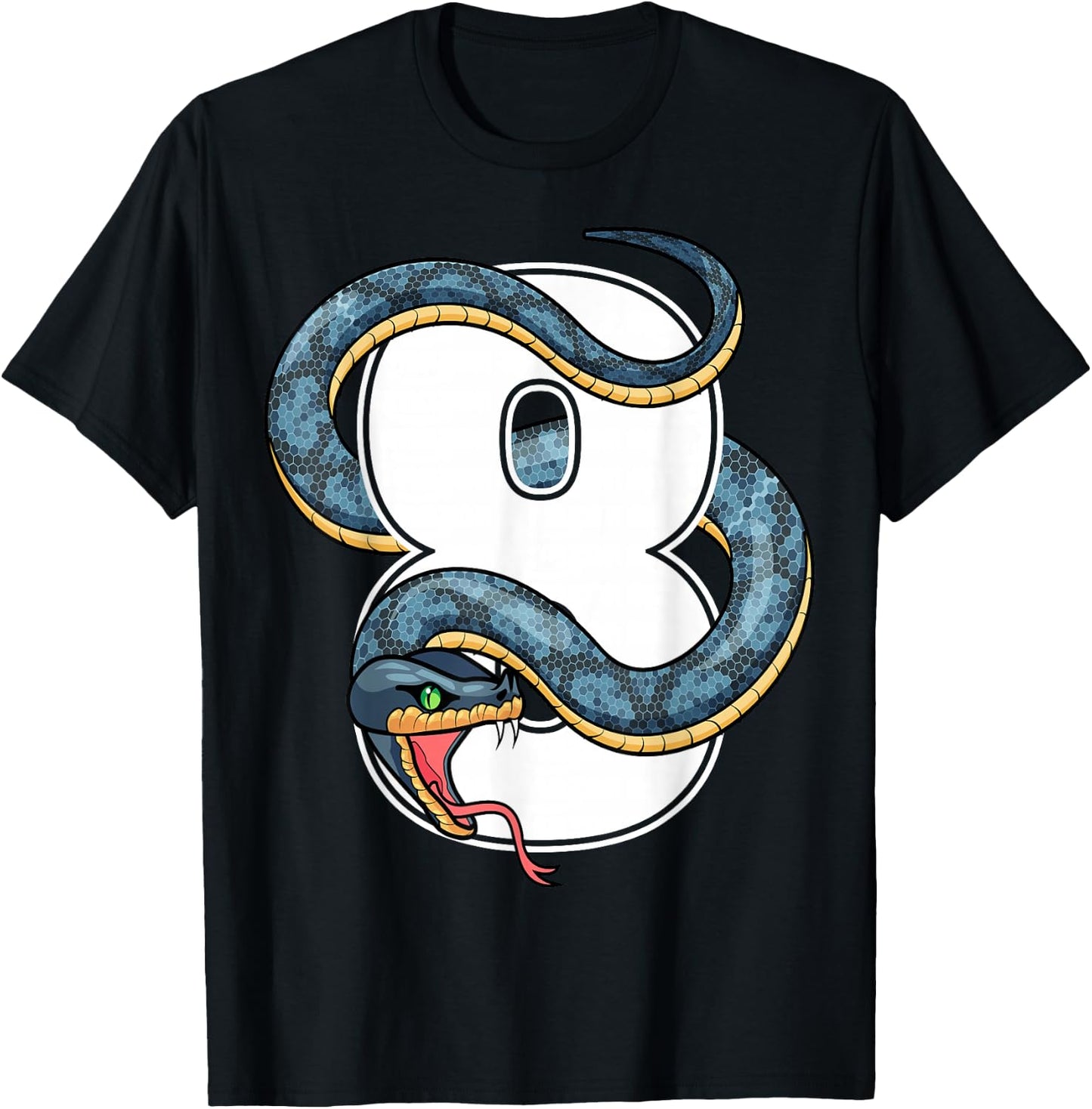 8th Birthday Snake Lover Eight 8 Year Old Birthday Boy Girl T-Shirt - T-Shirt | Black