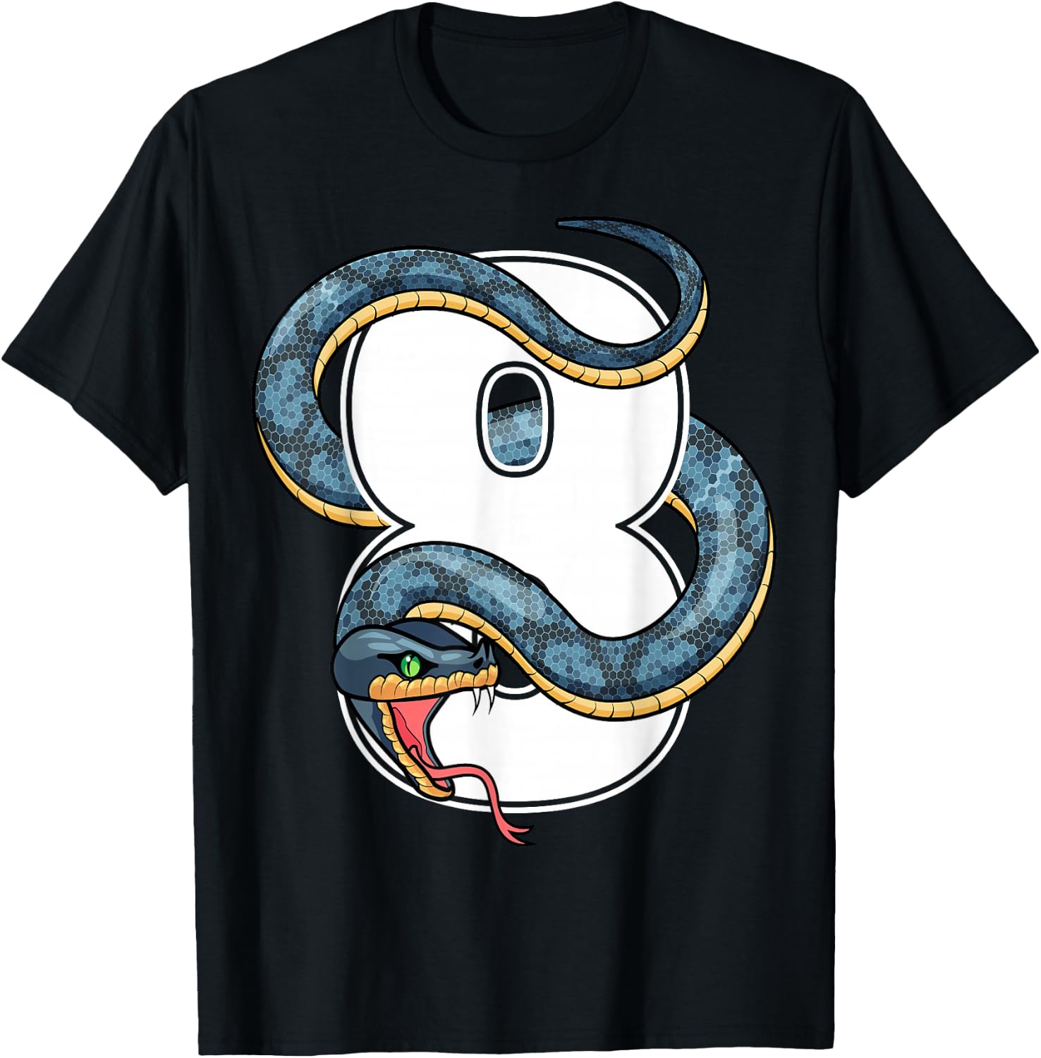 8th Birthday Snake Lover Eight 8 Year Old Birthday Boy Girl T-Shirt - T-Shirt | Black