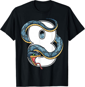 8th Birthday Snake Lover Eight 8 Year Old Birthday Boy Girl T-Shirt - T-Shirt | Black