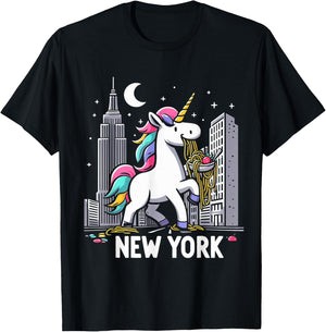 Unicorn New York Spaghetti America Boys Girls Kids Adults T-Shirt - T-Shirt | Black