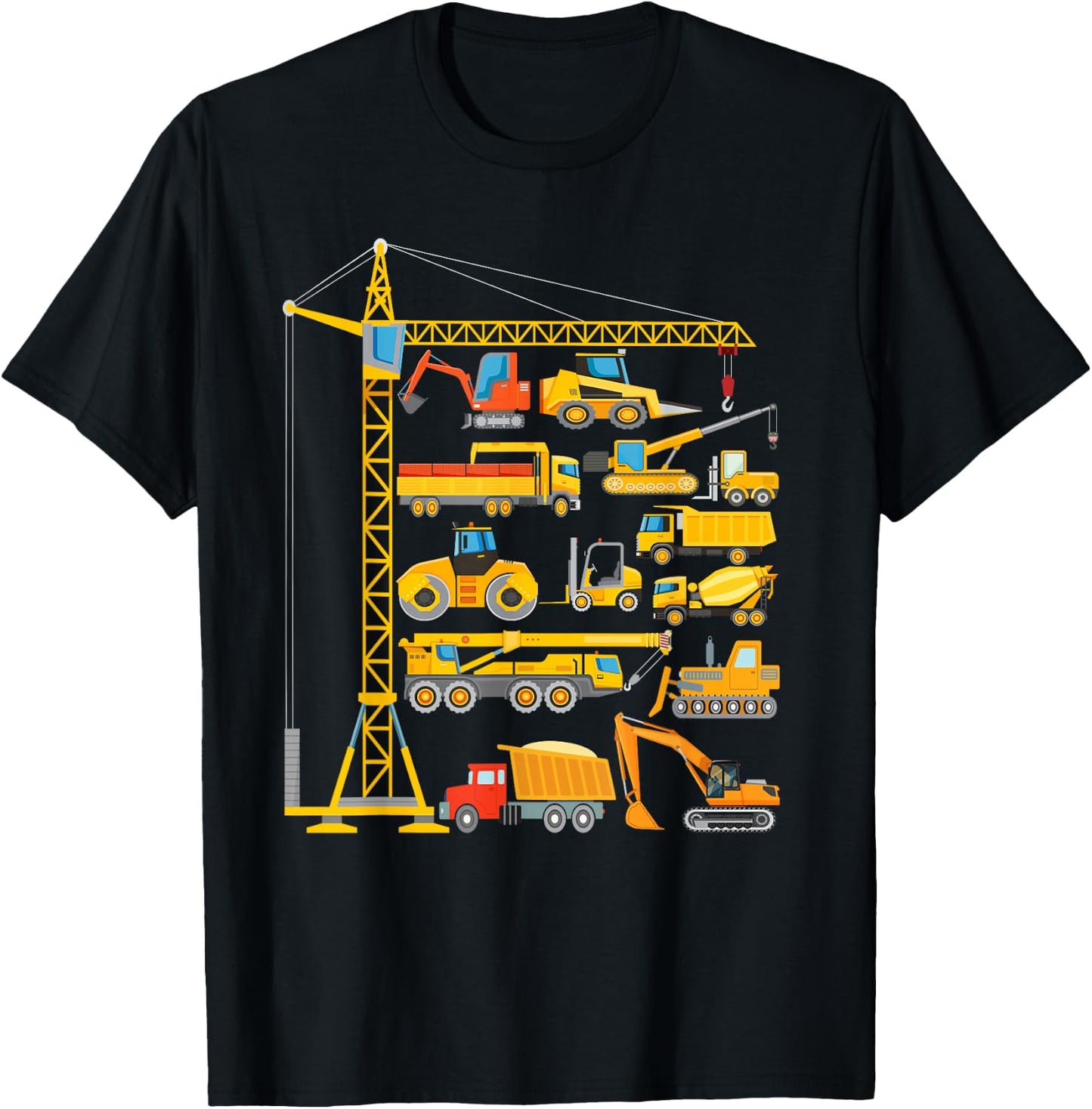 Construction vehicles, excavator, bulldozer for children, , black, s T-Shirt - T-Shirt | Black