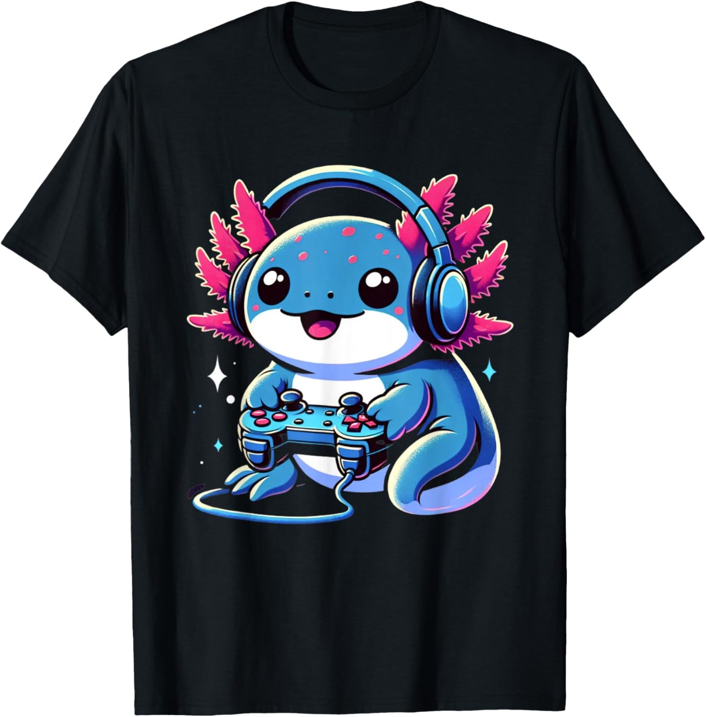 Funny Axolotl Gamer Gaming Axolotl Video Game T-Shirt - T-Shirt | Black