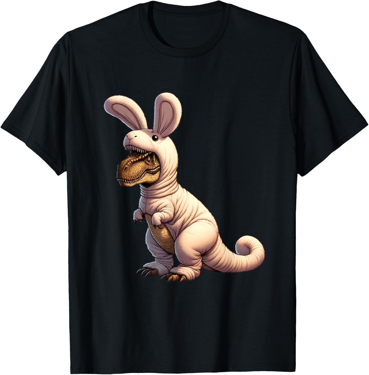 T-rex dinosaur in a bunny costume easter theme T-Shirt - T-Shirt | Black