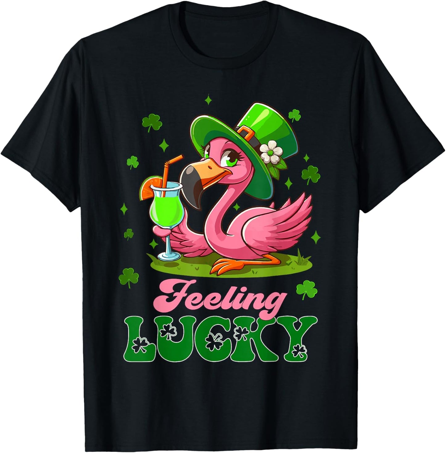 Irish Flamingo leprechaun St Patrick's Day Funny Flamingo T-Shirt - T-Shirt | Black