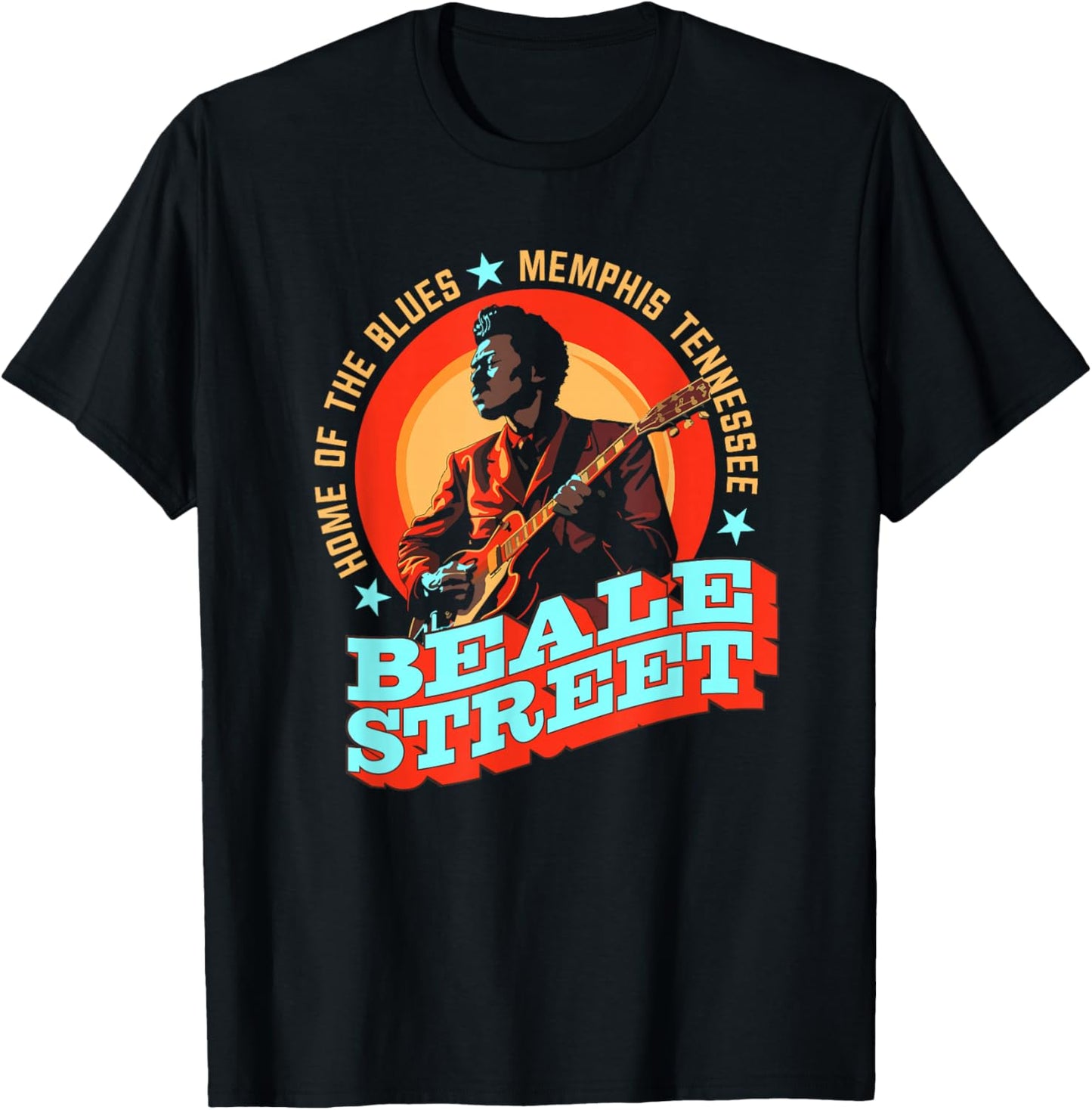 Home Of The Blues Beale Street Memphis - Guitarist Souvenir T-Shirt - T-Shirt | Black