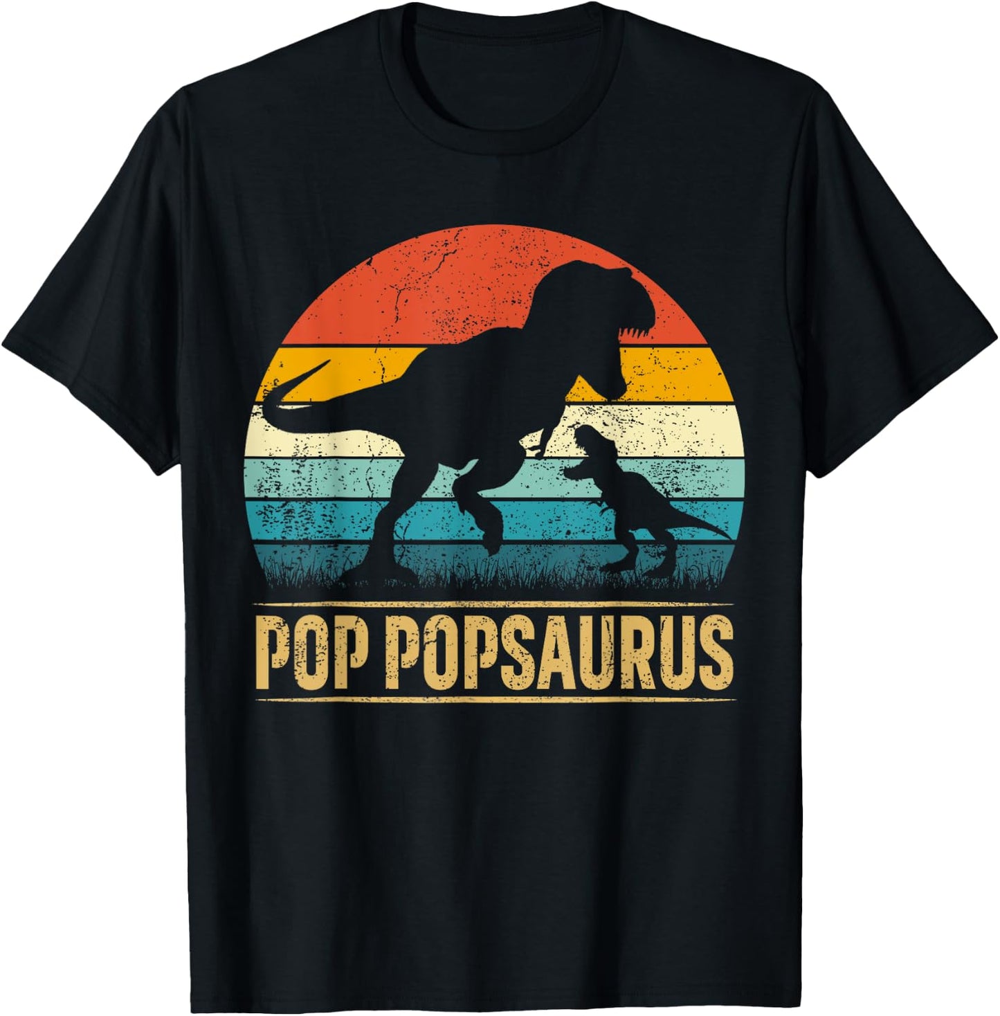 Pop Pop Saurus T Rex Dinosaur Pop PopSaurus Father's Day T-Shirt - T-Shirt | Black