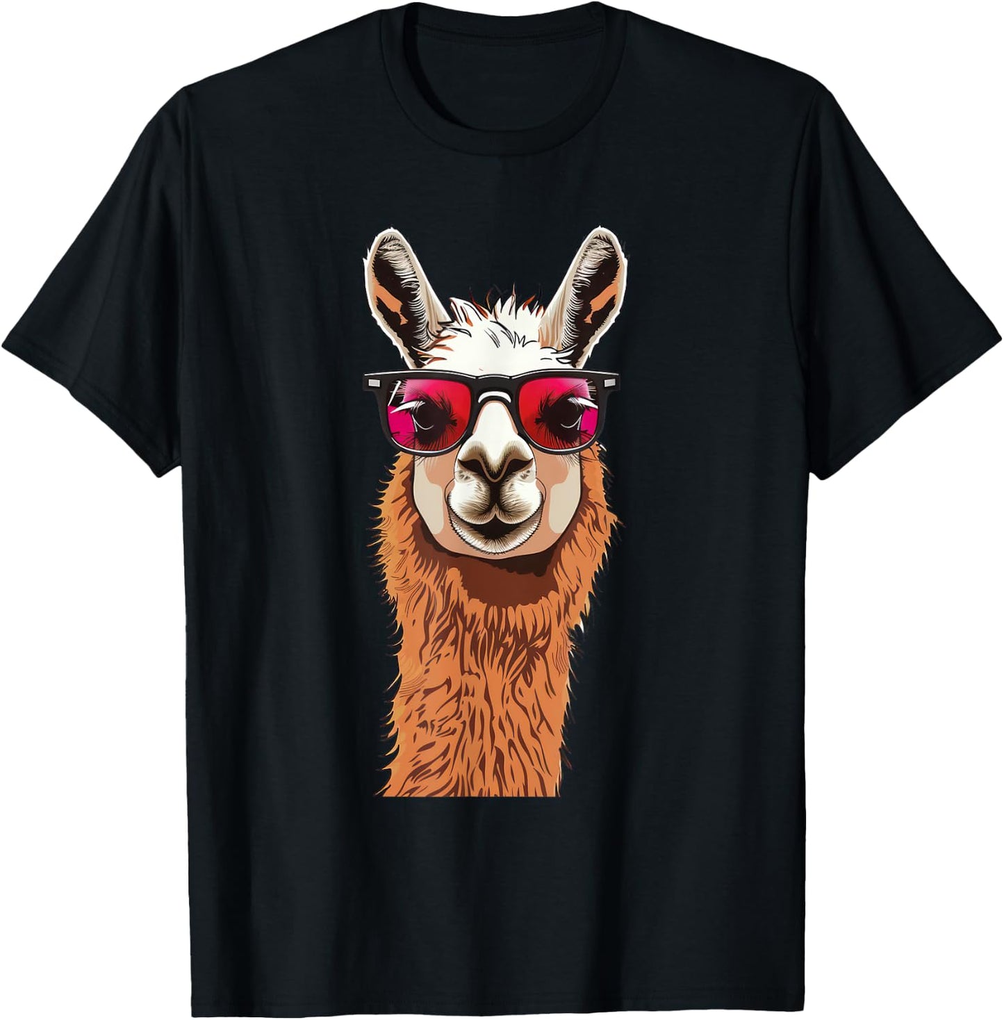 Llama Alpaca Lama Sunglasses T-Shirt - T-Shirt | Black