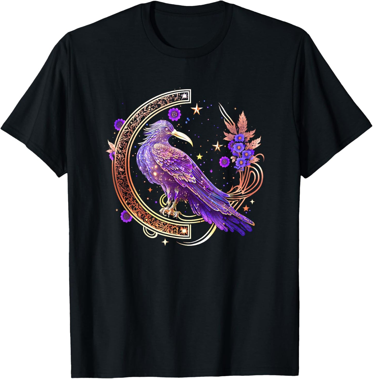 Mystical crow, raven birds, Nordic, Celtic, Wicca, Morrigan T-Shirt - T-Shirt | Black