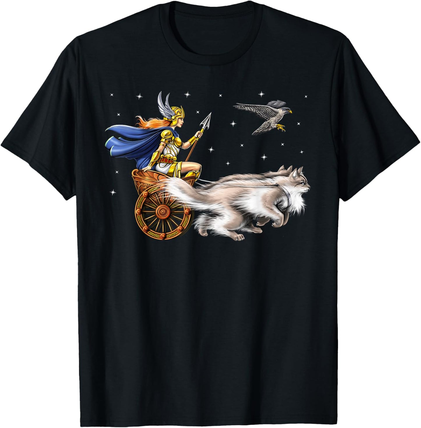 Freya Norse Mythology Goddess Viking Warrior Pagan T-Shirt - T-Shirt | Black
