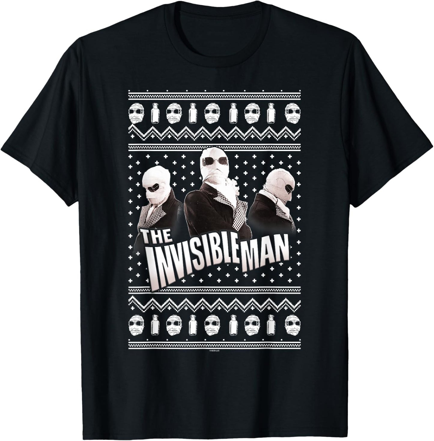 Universal Monsters Invisible Man Ugly Sweater T-Shirt - T-Shirt | Black