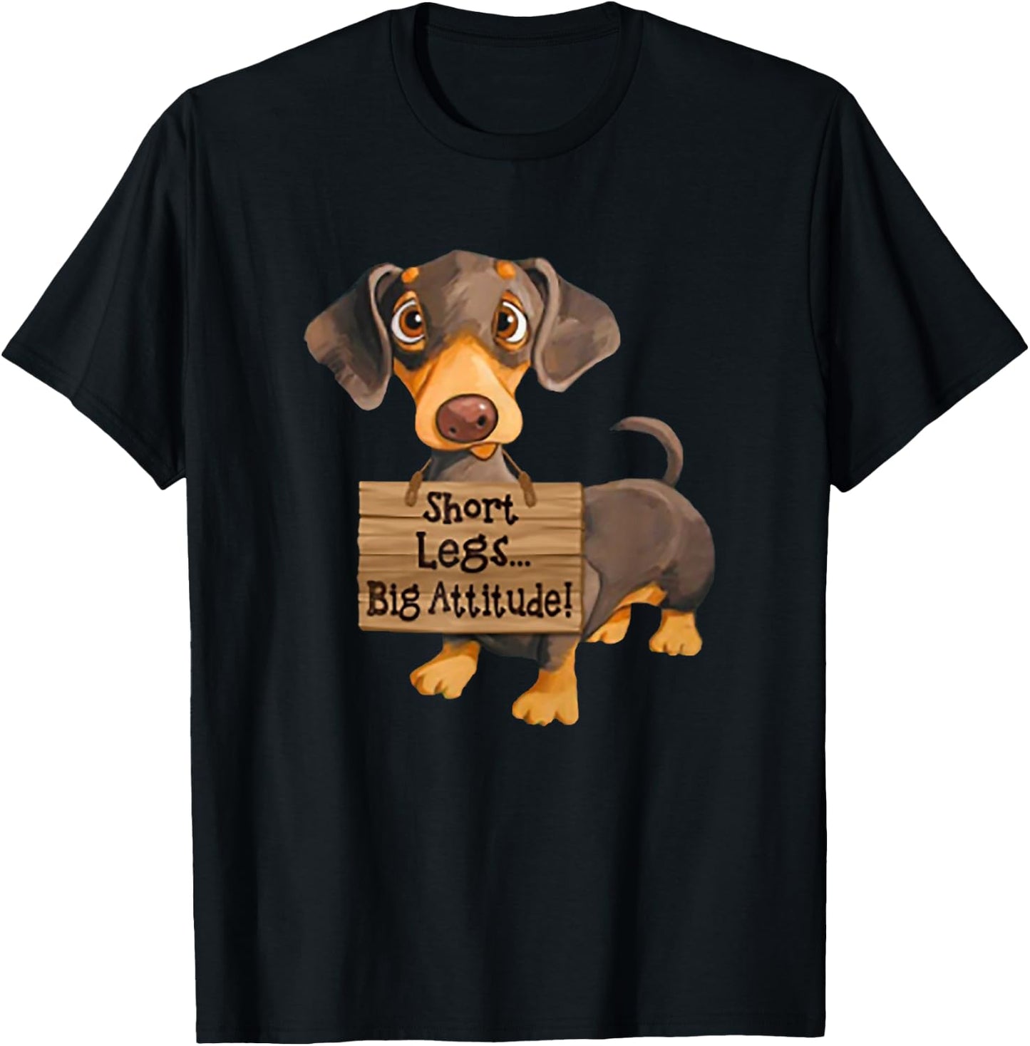 Short Legs Big Attitude Dachshund T-Shirt - T-Shirt | Black