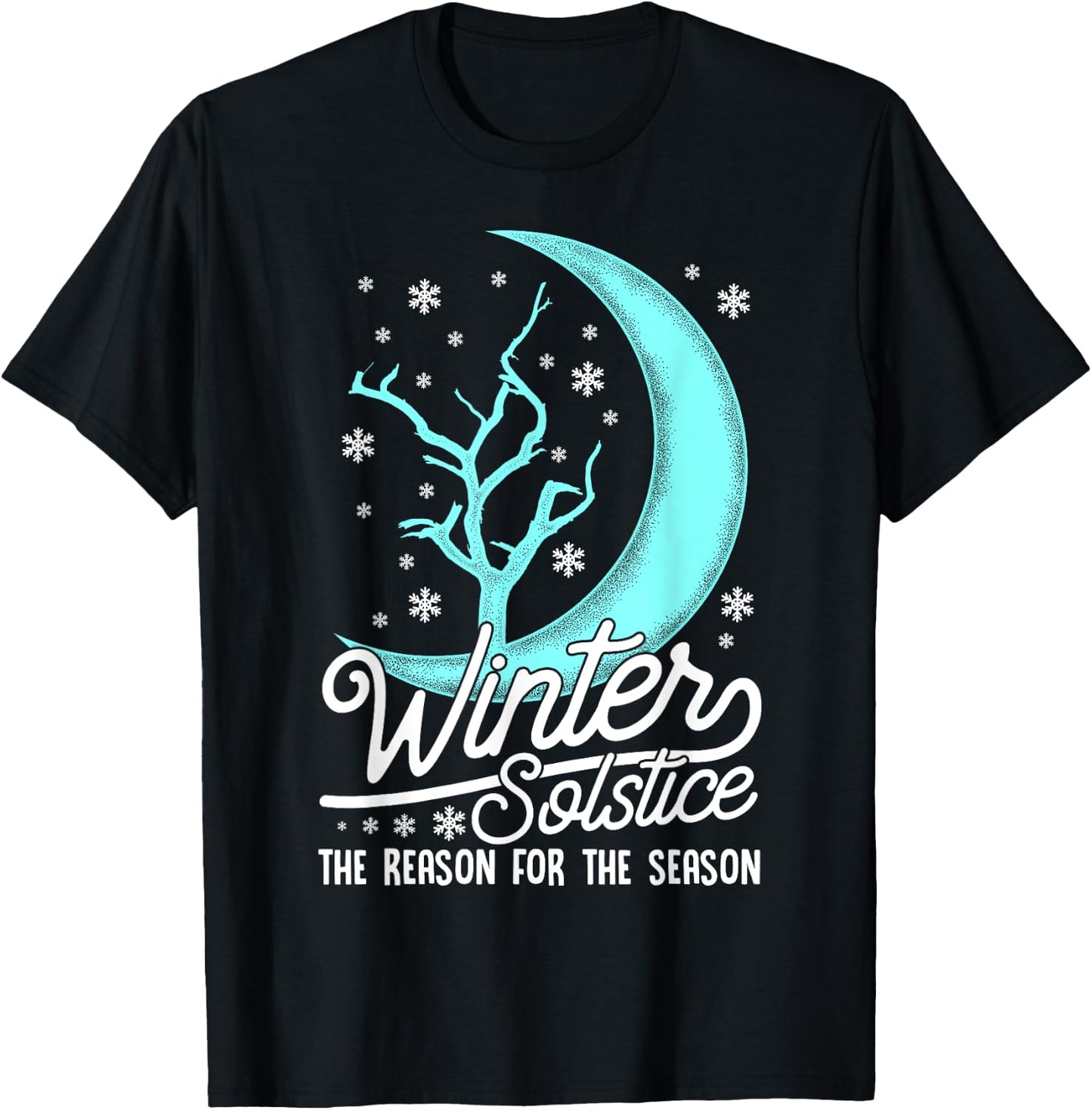 Winter Solstice Solar Event Half Way Thru Winter Snow & Moon T-Shirt - T-Shirt | Black