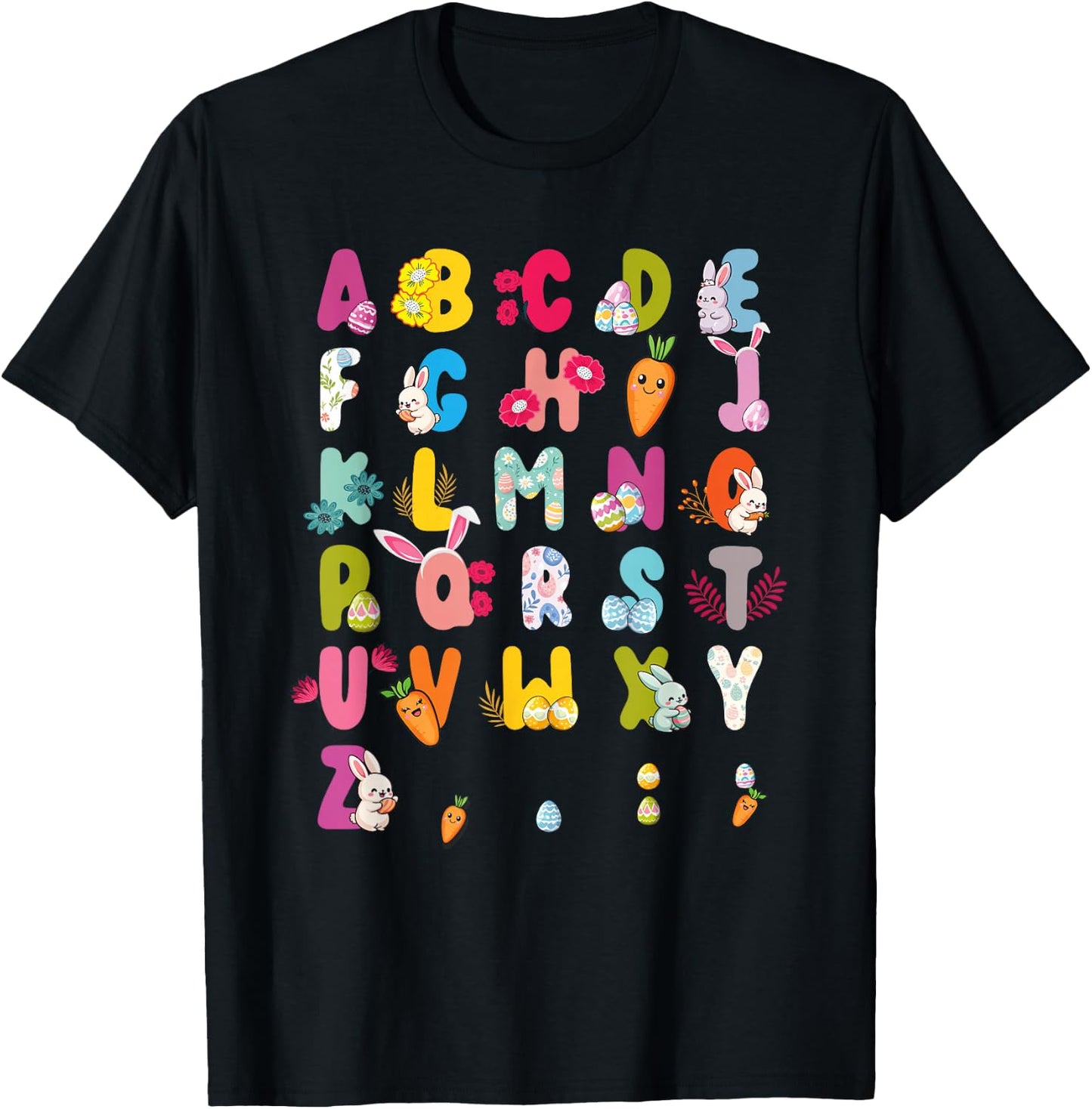 Easter Alphabet Easter Egg Easter Bunny 2025 Kids T-Shirt - T-Shirt | Black