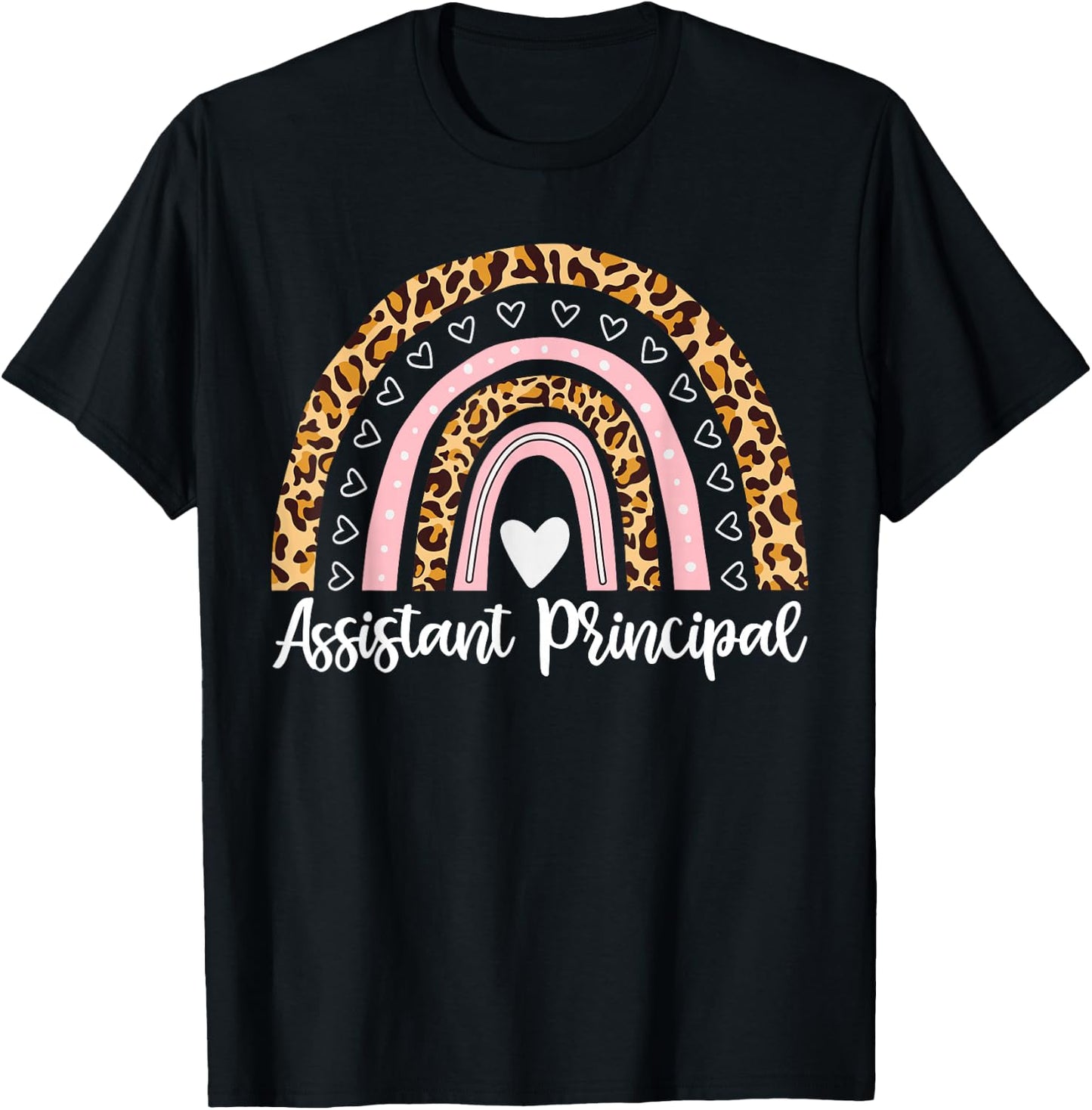 Assistant Principal Funny School Worker leopard rainbow T-Shirt - T-Shirt | Black