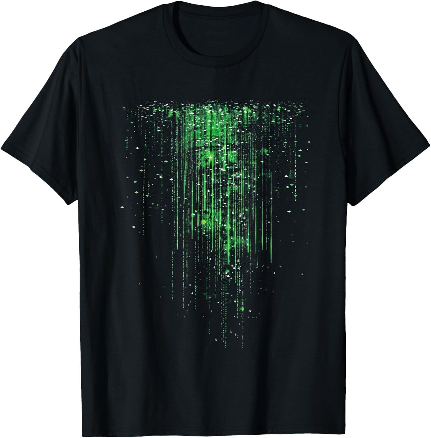 Binary Code Matrix Green Digital Cyberpunk T-Shirt - T-Shirt | Black