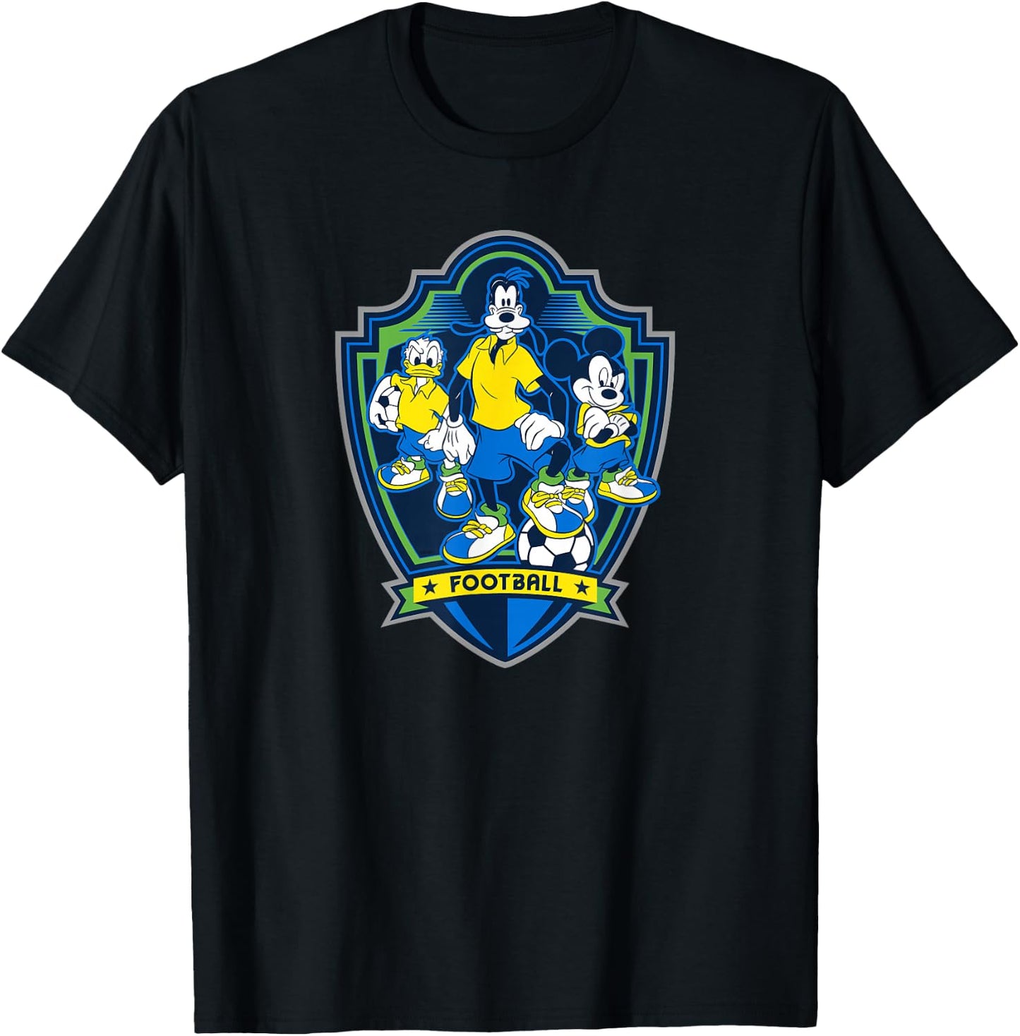 Disney Mickey Mouse Donald and Goofy Sports Football Soccer T-Shirt - T-Shirt | Black