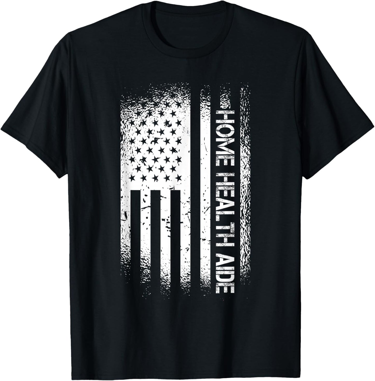 Patriotic Home Health Aide With American Flag T-Shirt - T-Shirt | Black